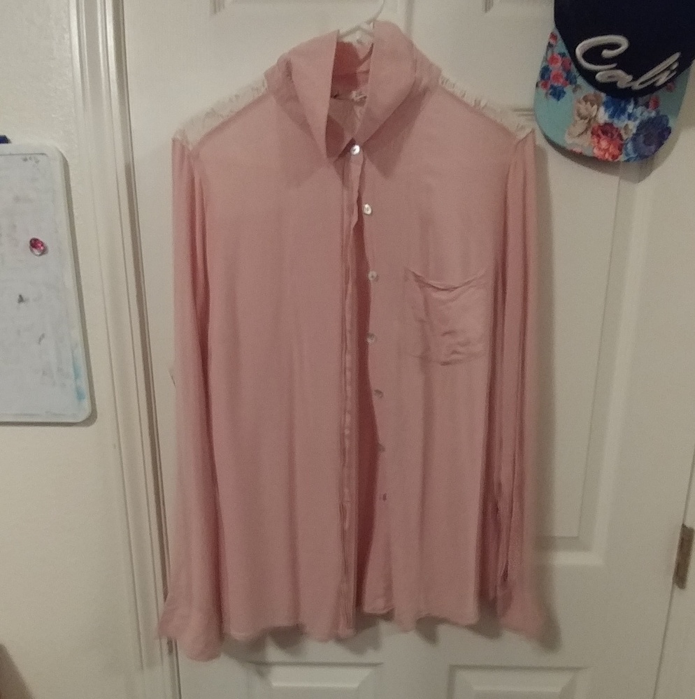 Pink button up shirt